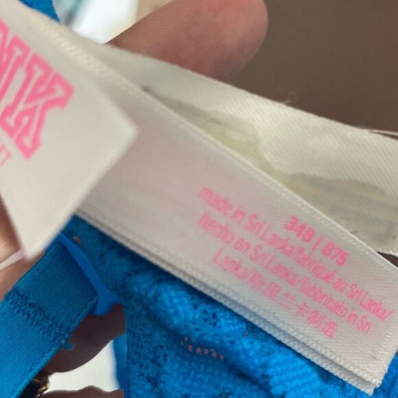 Pink Victoria's Secret Women's Blue Wear Everywhere Rhinestone Push Up Bra 34B - Picture 10 of 11